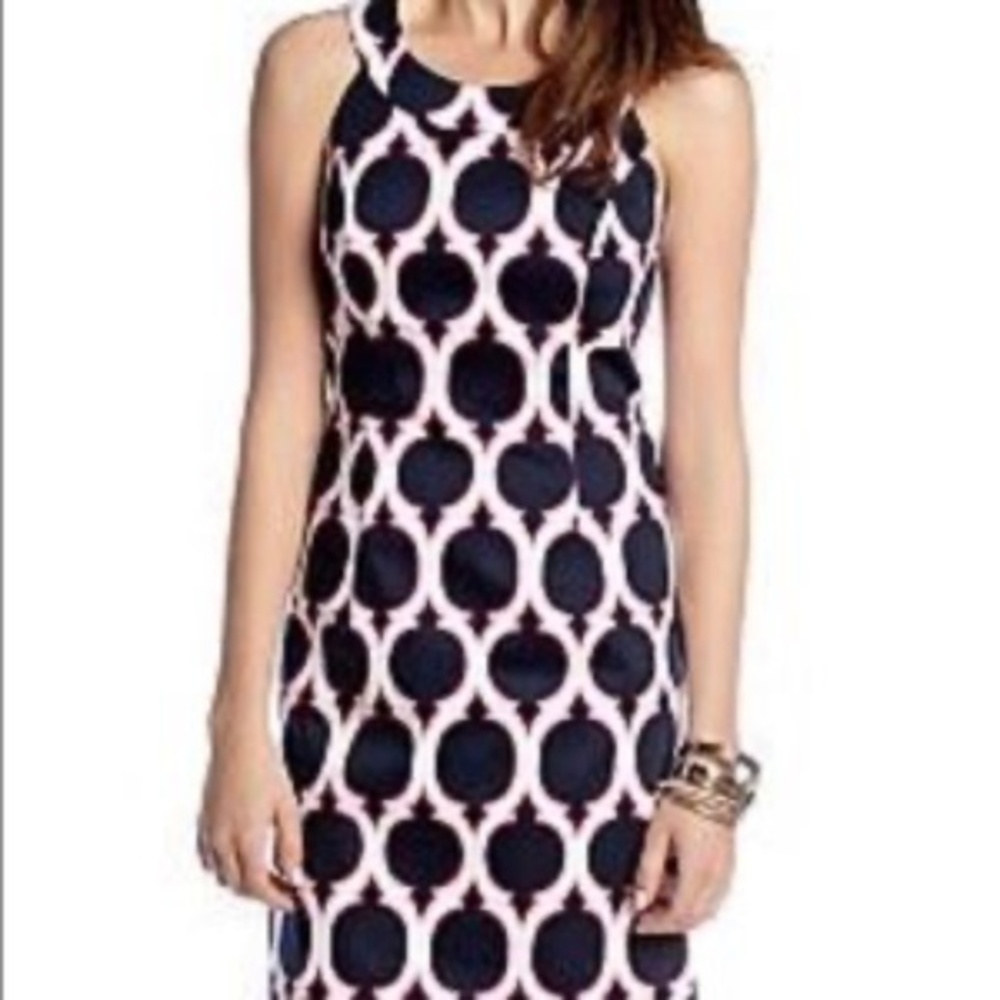 Crown & Ivy sleeveless halter neck Lattice print sheath dress sz 4P